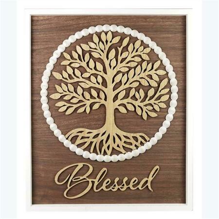 YOUNGS Wood Framed Tree of Life Blessed Wall Sign 20796
